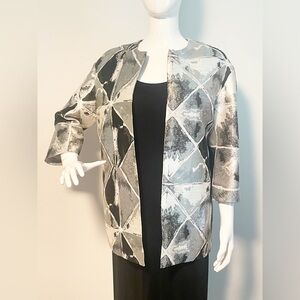 ANNE KLEIN Women's Metallic Open-Front Jacket Size 4, wearable art, silver